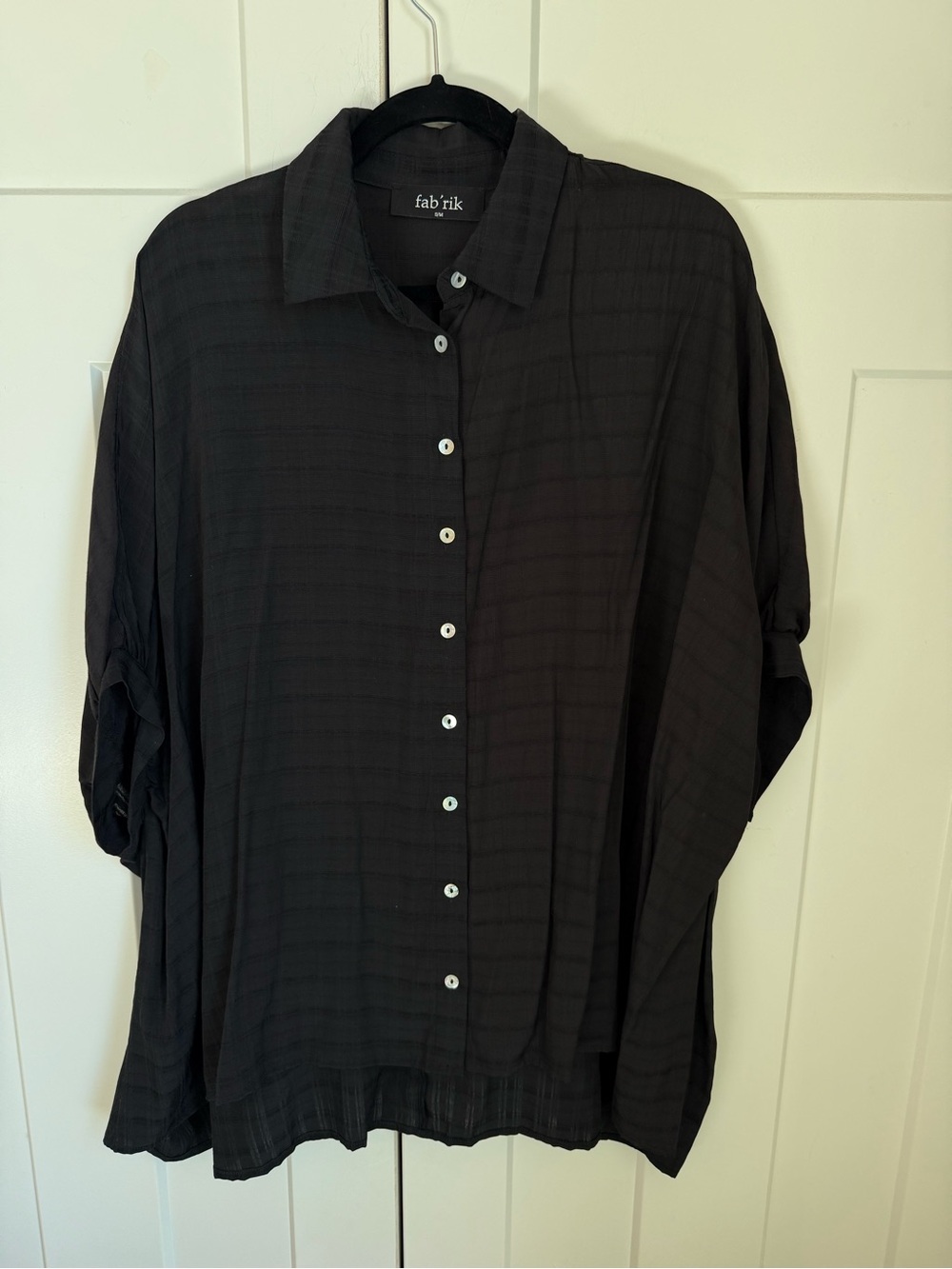 fab'rik Black Oversized Button-Down Shirt size S/M fits oversized. Like new!